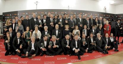 Esta es la foto de familia de los premiados en la pasada edición de los Goya: 9 mujeres y 40 hombres.