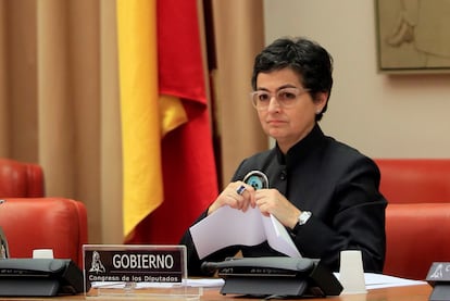 La ministra de Asuntos Exteriores, Arancha González Laya, comparece ante la Comisión de Asuntos Exteriores del Congreso, en una foto de archivo.