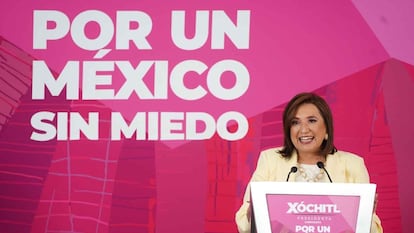 Xóchitl Gálvez, durante una conferencia de prensa.