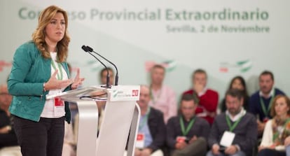 Susana Díaz, durante su intervención en el congreso del PSOE de Sevilla.