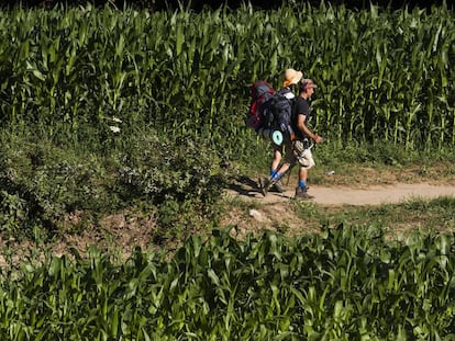 Peregrinos no Caminho de Santiago.