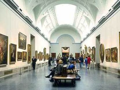 Una imagen de la galería central del Prado, donde quedarán ubicadas las obras de gran formato de los maestros italianos y flamencos.