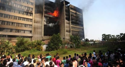 La fábrica incendiada en Bangladesh, hoy.