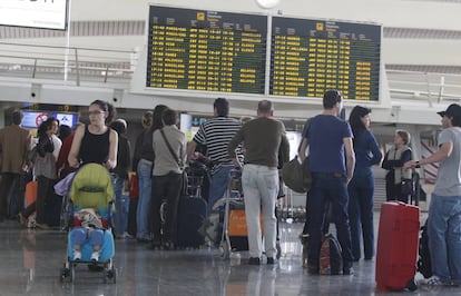 Passengers at Spain’s Bilbao airport.