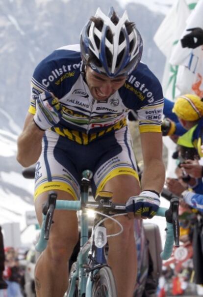 De Gendt celebra la victoria en la 20ª etapa del Giro.  