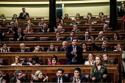 La bancada del PP en la sesión plenaria del jueves en el Congreso.