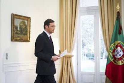 El primer ministro de Portugal, Pedro Passos Coelho, ayer en rueda de prensa en Lisboa.