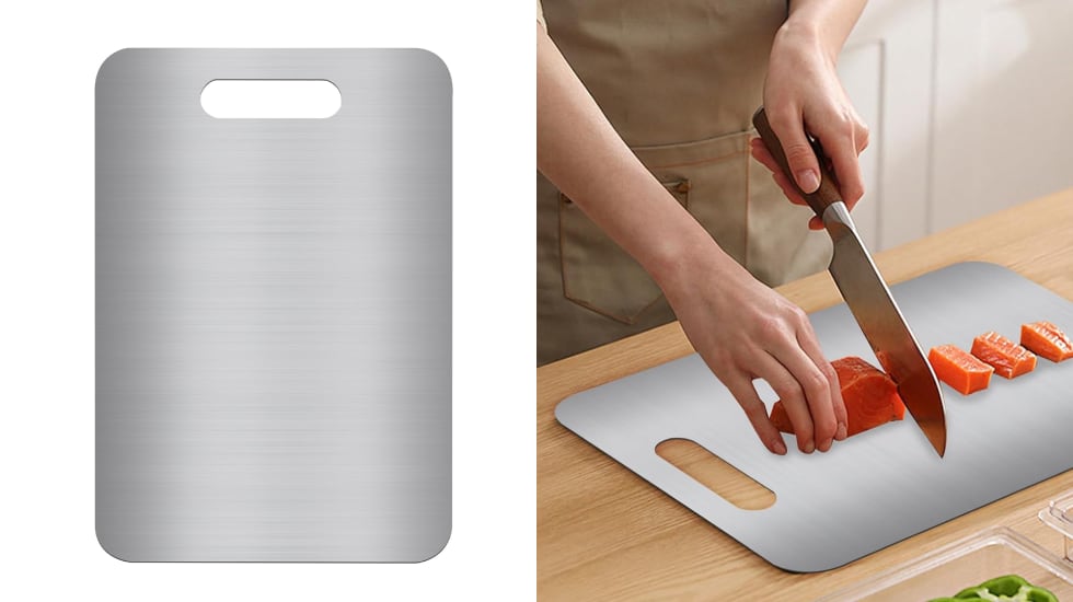 Tabla de cortar de acero inoxidable sin BPA.