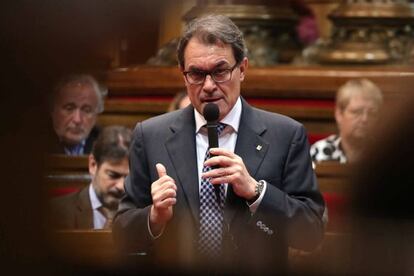 Artur Mas durante el pleno de esta mañana en el Parlament.