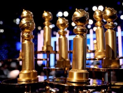 Golden Globes are seen during the 79th Annual Golden Globe Awards at The Beverly Hilton on January 9, 2022, in Beverly Hills, California.