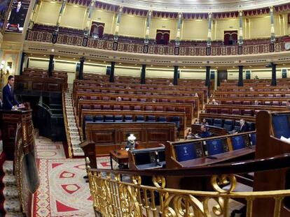 El presidente del Gobierno, Pedro Sánchez, durante su intervención en el pleno celebrado la semana pasada para para aprobar una nueva prórroga del estado de alarma