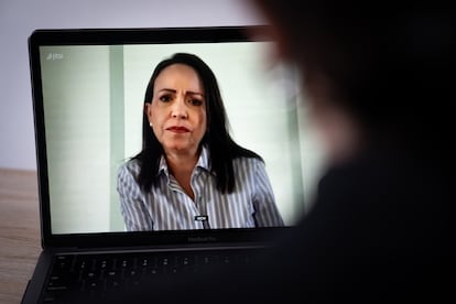 Maria Corina Machado on the video call on September 17, 2024.