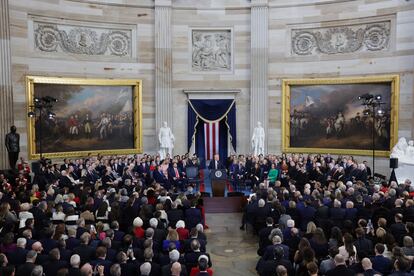 Trump, tras prestar juramento durante su toma de posesin presidencial, el pasado lunes en el Capitolio.