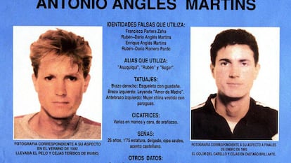 Cartel publicado por el Ministerio del Interior en marzo de 1993 para la búsqueda de Antonio Anglés.