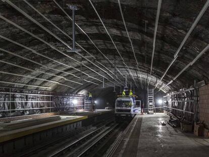 Obras de acondicionamiento de la línea 5 de metro.