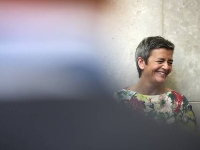 Margrethe Vestager, antes de la última reunión del Colegio de Comisarios antes de las elecciones.