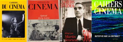 son cuatro portadas de Cahiers du Cinéma de distintas épocas