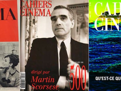 Cuatro portadas de 'Cahiers du Cinéma' de distintas épocas. A la izquierda, el primer número; a la derecha, el último.
