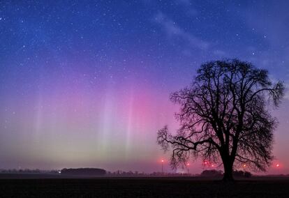 Una altra imatge de l'aurora boreal vista a prop de Lietzen. Aquest fenomen s'observa amb més facilitat més al nord de l'hemisferi, per la qual cosa les aurores vistes anit al Regne Unit i Alemanya són poc habituals.