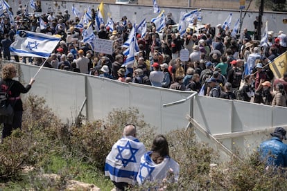 Protesta contra Netanyahu en Jerusalén, este domingo.