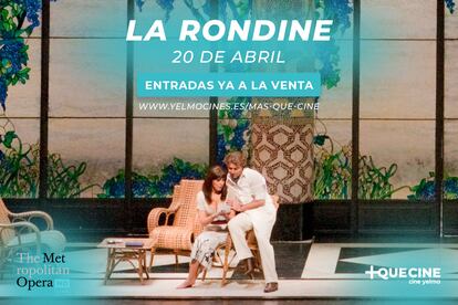 +Que Cine celebra el centenario de la muerte de Puccini con la proyección de la ópera 'La Rondine', en directo desde Nueva York.