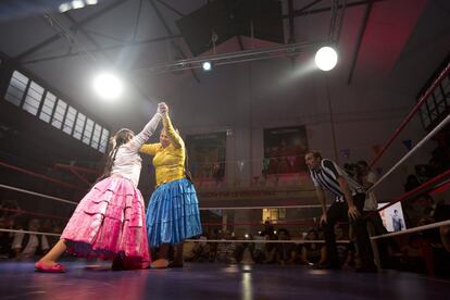 Las Cholitas Luchadoras en octubre en Madrid.