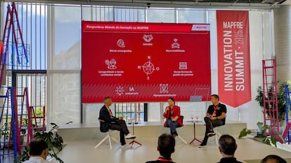 La directora de innovación de Mapfre, Leire Jiménez, durante la presentación de las jornadas de innovación.