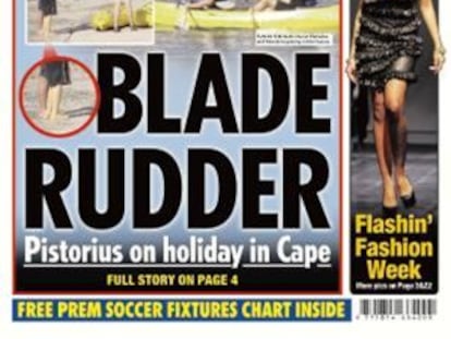 Portada del peri&oacute;dico sudafricano &#039;The Daily Voice&#039;, donde aparece Oscar Pistorius paseando en un kayak.