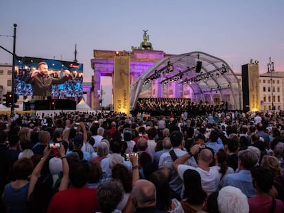 Un momento del concierto de la Filarmónica de Berllín este sábado.