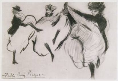 La obra desaparecida 'Tres bailarinas de can-can', pintado por Picasso entre 1900 y 1901.