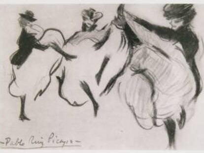L'obra desapareguda 'Tres ballarines de cancan', pintat per Picasso entre 1900 i 1901.