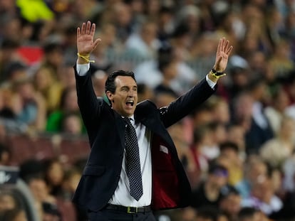 Unai Emery durante el partido entre el Villarreal y el Barcelona la semana pasada en el Camp Nou.