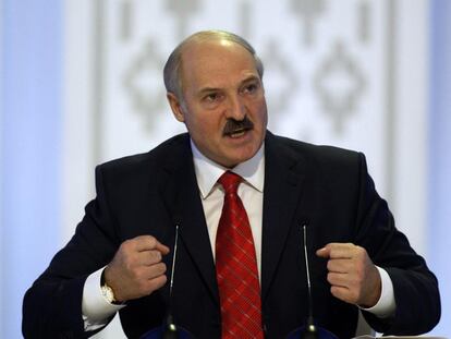El presidente bielorruso, Viktor Lukashenko, ayer durante una conferencia de prensa en Minsk.