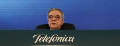 El presidetne de Telefonica durante la presentaci&oacute;n de resultados de la compa&ntilde;&iacute;a. 