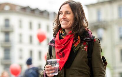 La etarra Nekane Txapartegi, en la manifestación del Día Internacional del Trabajador, en Zúrich.