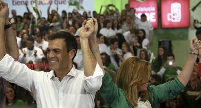 Pedro S&aacute;nchez y Susana D&iacute;az, el 20 de marzo en Sevilla.