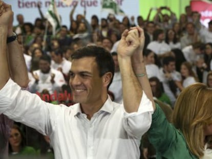 Pedro S&aacute;nchez y Susana D&iacute;az, el 20 de marzo en Sevilla.