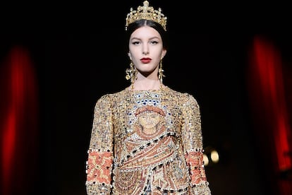 Uno de los diseños "bizantinos" de Dolce & Gabbana otoño-invierno 2013.