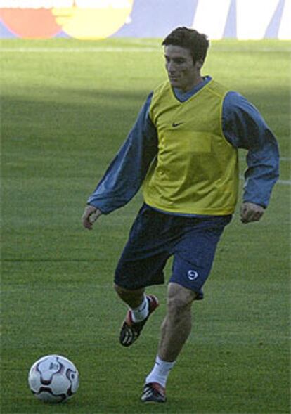 Javier Zanetti, ayer en Mestalla.