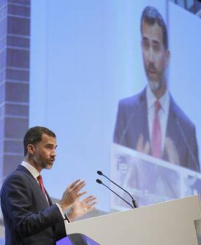 El Príncipe Felipe durante su intervención esta mañana en el Alumni Forum 2012 de IE Business School.