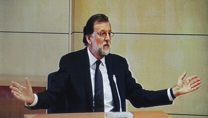 Mariano Rajoy, durante su declaración como testigo en el juicio de la trama Gürtel en julio de 2017.