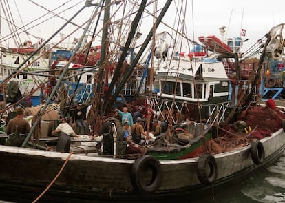 Un pesquero marroqu&iacute; en el puerto de Dajla (Marruecos) el pasado d&iacute;a 15.