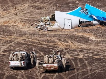 Restes de l'avió trobades diumenge passat.