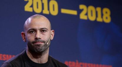 Mascherano, en el acto de su despedida.