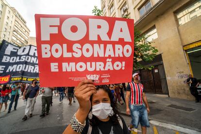 Manifestación contra el presidente de Brasil, Jair Bolsonaro.