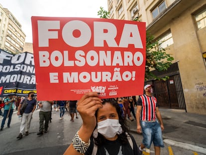 Manifestación contra el presidente de Brasil, Jair Bolsonaro.