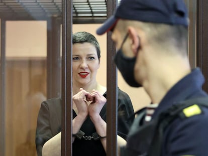 Maria Kolesnikova en los juzgados de Minsk, este lunes.