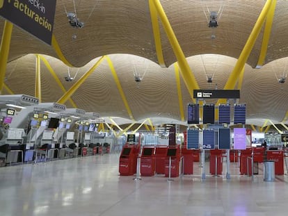 Zona de facturación de la T4 delk aeropuerto madrileño de Barajas.