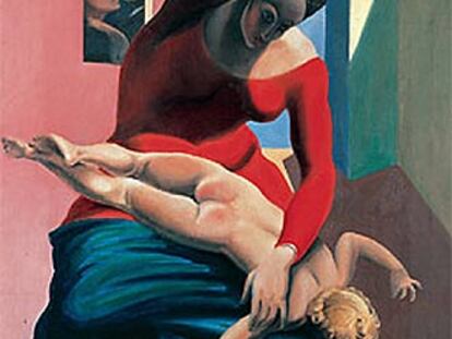 <i>La Virgen castigando al Niño Jesús ante tres testigos</i> (Breton, Eluard y el artista) (1926), de Ernst.
/ MUSEUM LUDWIG KÖLN / ARS NEW YORK