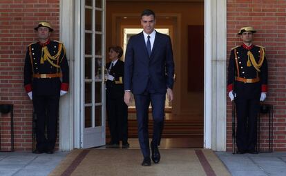 El presidente del Gobierno, Pedro Sánchez, este jueves en La Moncloa.